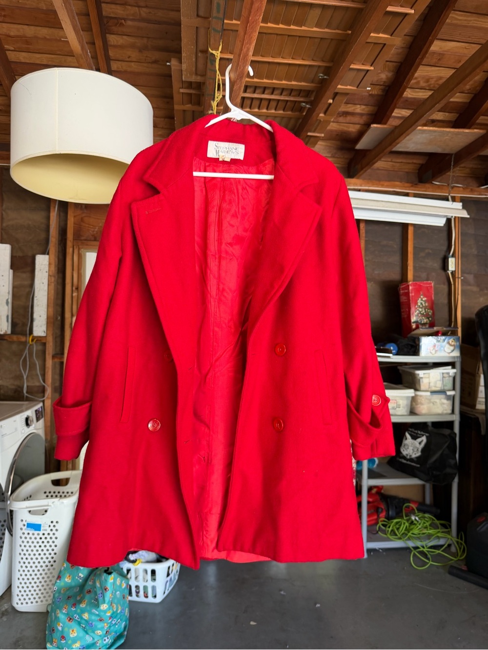 Vintage Stephanie Mathews Red Double Breasted Wool Coat